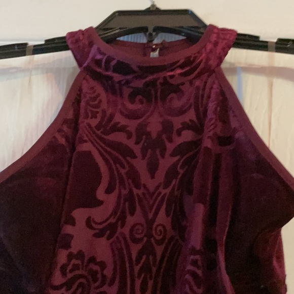 Sexy Velour Maroon Cocktail Dress - Picture 5 of 12